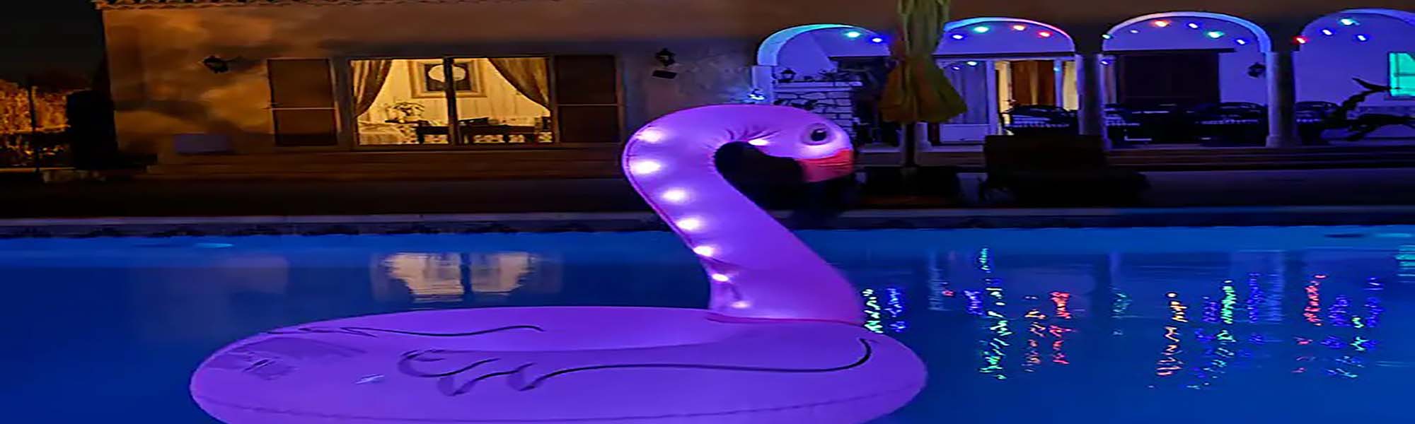 Night pool with glowing float
